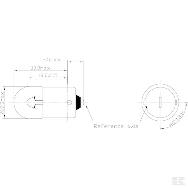 B1202 +Bulb 12V 5W BA15s