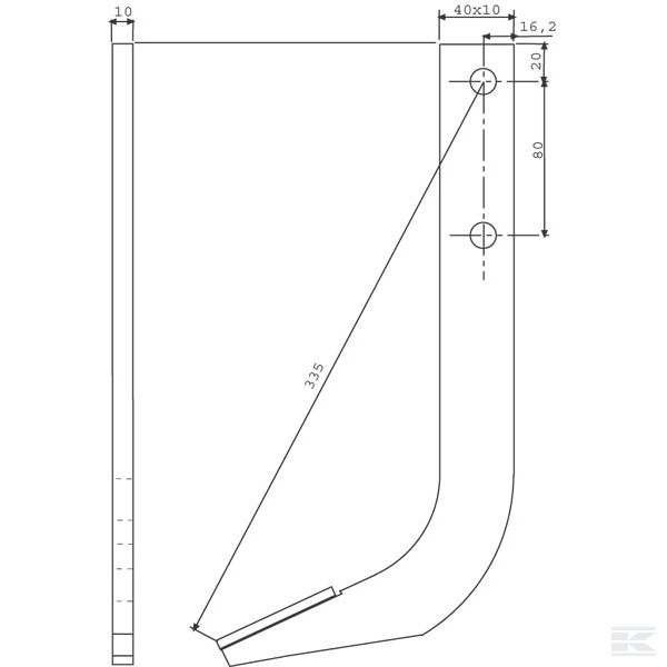 RRT1874 Фрезеровочный крюк Carbide 40x10 L=335