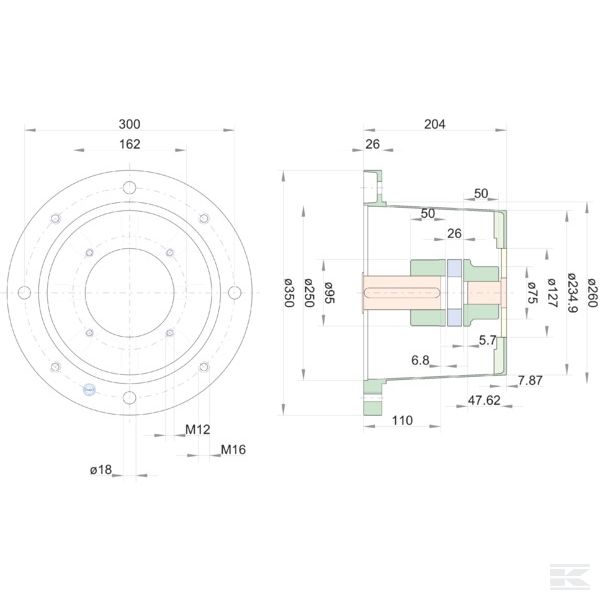 RV350204245 Крон. креп. нас. F E 300 SAE-C