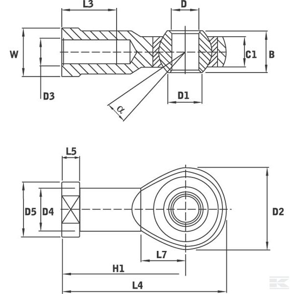 GSM10CR Шарнирная головка M10 RVS