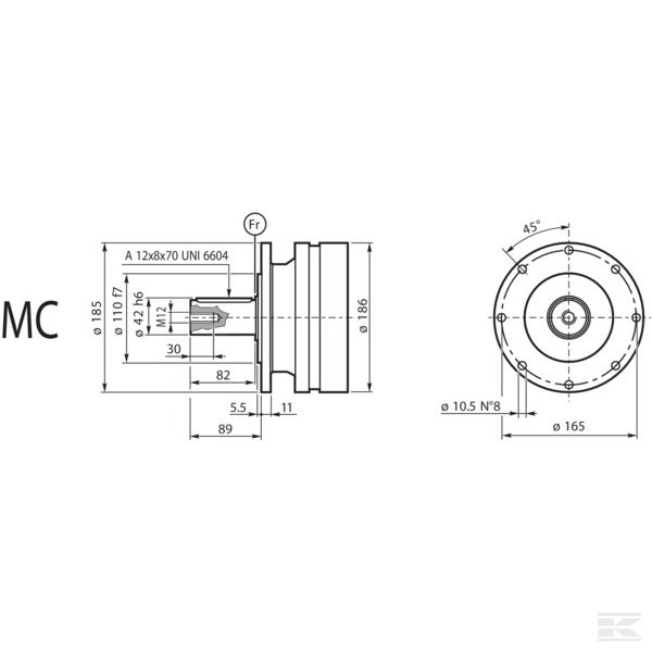 PD94708510000 Выходной вал US100/160 MC