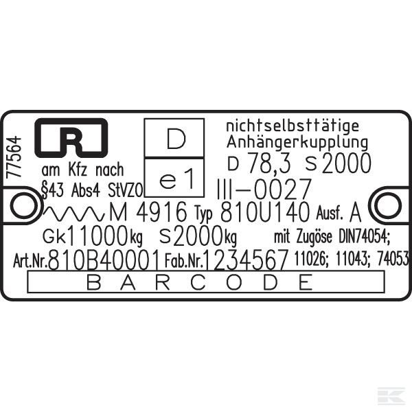 RO810B40001 Устройство тягово-сцепное 140x80 мм Rock