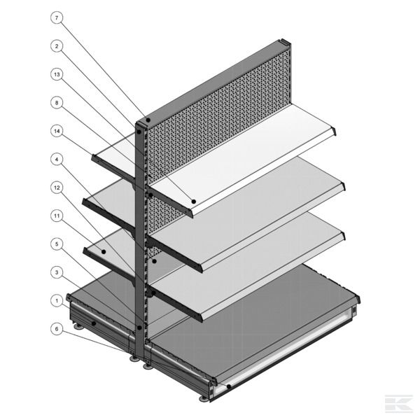 RACK1408DA Ст. низ. дв. старт. 2x4 отд.
