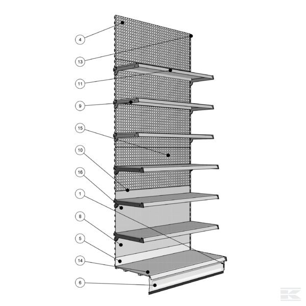 RACK2406SB Верх. стеллаж расш., 6 полок