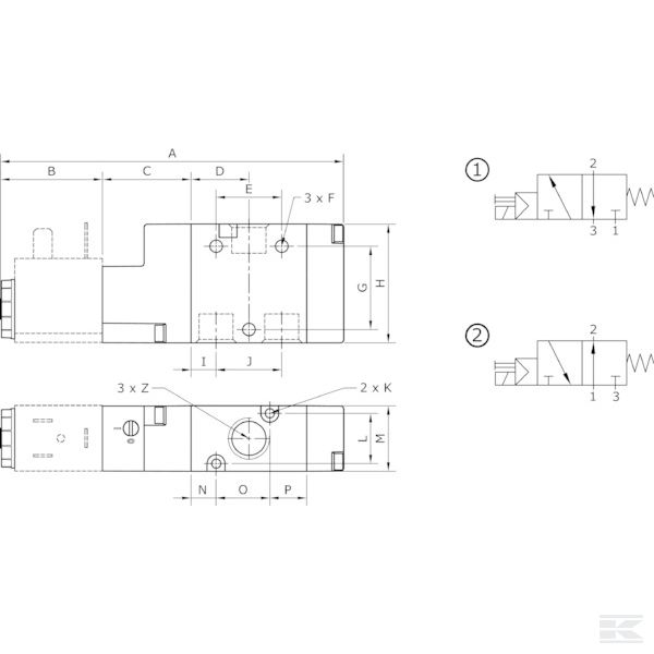 SOV32M18NC 3/2-ход. магн. клапан NC-1/8"