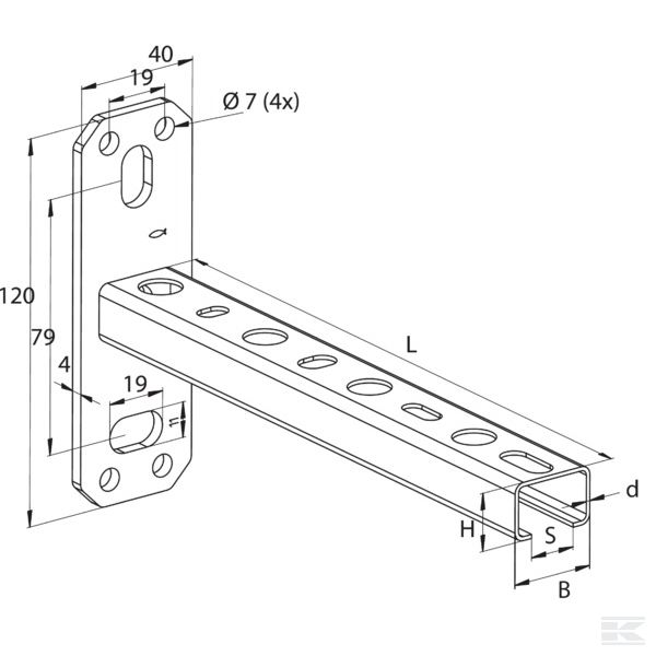 ALK2718300 Настенный профиль 27x18x300