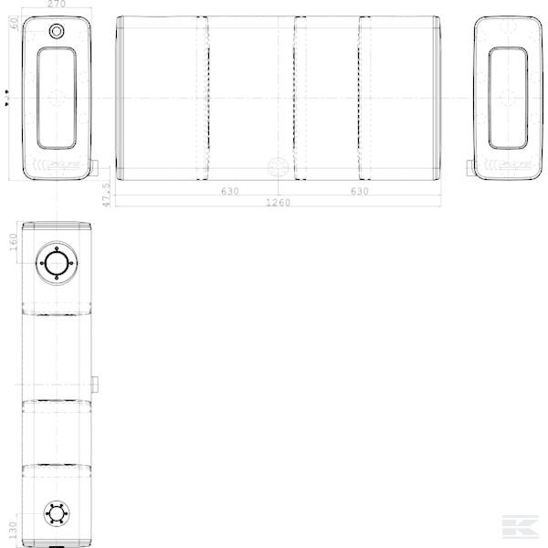 KVF2001266327RC00 Бак 200л  638x270 + Kit RC