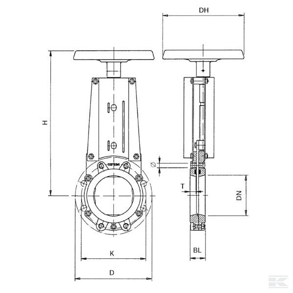 DN150VNAN Пласт. задвижка +маховик DN150